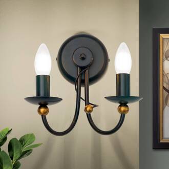 Orion 2-lichts wandlamp GARDA in landhuisstijl Antiek-bruin, goud