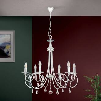 Orion 6-lichts kroonluchter VIOLETTA, zilver Mat zilver, helder