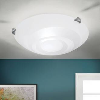 Orion Ada plafondlamp van glas, Ø 30 cm opaal wit, nikkel