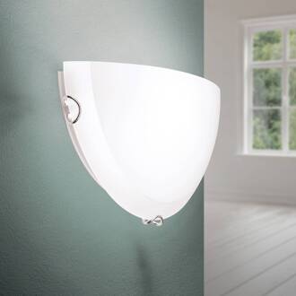 Orion Agada wandlamp, opaalglas, chroom, halfrond opaalwit, chroom