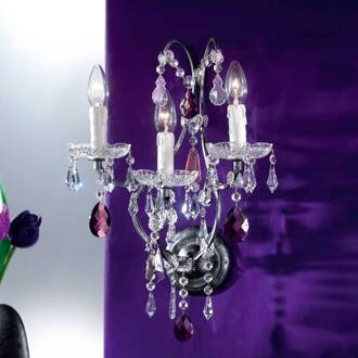 Orion Antiek-zilveren wandlamp ELIARA Gepatineerd ziver, helder, roze