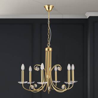 Orion Ariane kroonluchter, goudkleurig, Ø 67,5 cm, kristal, 6-lamps. goud, helder