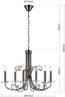 Orion Ariane kroonluchter, nikkel, Ø 67,5 cm, kristal, 6-lamps. nikkel, helder