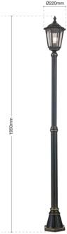 Orion Bruine lantaarnpaal Fabio, 1-lichts, 211 cm zwart-goud, rookgrijs