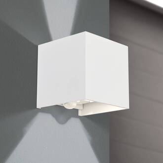 Orion Buitenwandlamp Cube-S, wit, metaal, bewegingsmelder