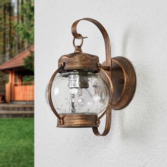 Orion Buitenwandlamp Marguerite met bellenglas bruin goud, helder