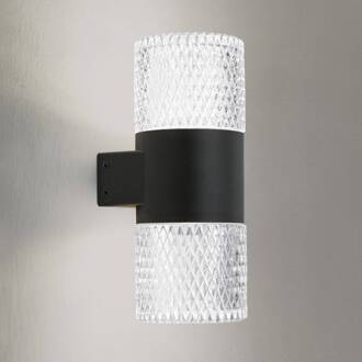 Orion Buitenwandlamp Mondo, zwart, hoogte 20,4 cm, aluminium, 2-lamps. zwart, helder