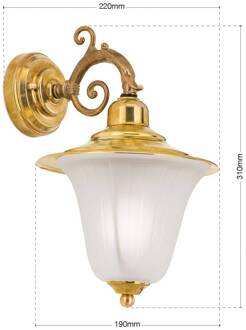Orion Buitenwandlamp Yard, messing, glas gesatineerd, E27, IP43 messing, gesatineerd