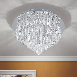 Orion Celeste plafondlamp met K9 kristallen, Ø45cm chroom chroom, helder