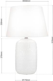 Orion Coral tafellamp, wit, hoogte 51 cm, keramiek/linnen