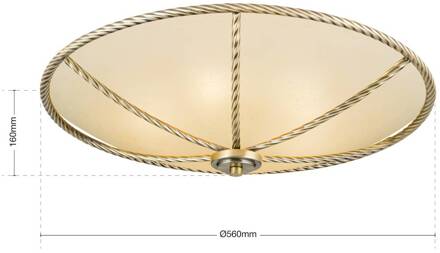 Orion Crèmekleurige plafondlamp Galina, 56 cm crème, oud-messing
