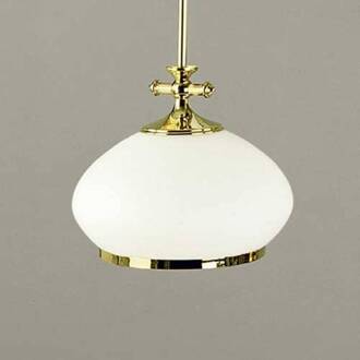 Orion EMPIRA - kleine hanglamp m. opaalglas, diam. 24 cm Oudmessing, opaalwit