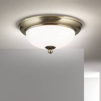 Orion Empire plafondlamp, Ø 26,5 cm, antiek messing, mat opaalglas antiek messing, opaal mat