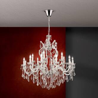 Orion Excellente kroonluchter LILIANA, 18-lichts zilver, transparant