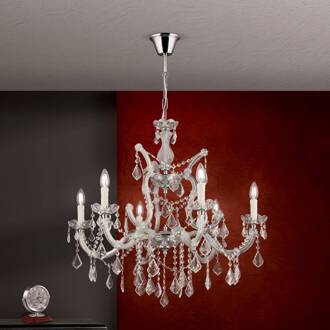 Orion Excellente kroonluchter LILIANA, 6-lichts zilver, transparant