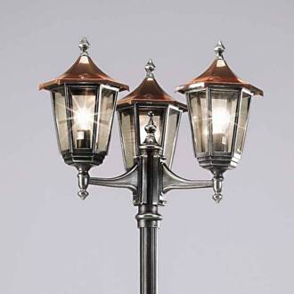 Orion Exclusieve 3-lichts lantaarnpaal ANTOINE Zilver, koper, helder