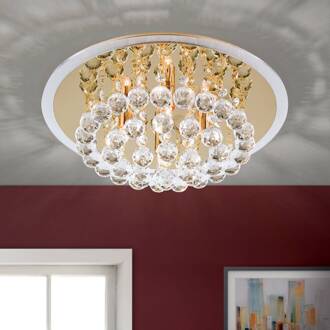 Orion Expressieve kristal-plafondlamp TUILA, 38 cm Transparant, goud