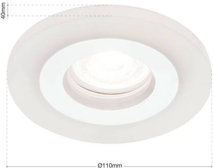 Orion Glow inbouwspot, wit, metaal, Ø 11 cm, GU10 wit, transparant