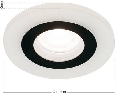Orion Glow inbouwspot, zwart, metaal, Ø 11 cm, GU10 zwart, transparant