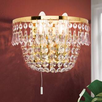 Orion Goudkleurige kristallen wandlamp SHERATA 24 karaats verguld, helder
