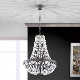 Orion Hanglamp Andara, kristal ketting, Ø 40 cm transparant, antieke roestkleur