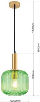 Orion Hanglamp Carneval, antiek messing/groen, Ø 20 cm, glas antiek messing, groen