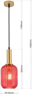 Orion Hanglamp Carneval, antiek messing/rood, Ø 14 cm, glas antiek messing, rood