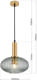 Orion Hanglamp Carneval, antiek messing/rookgrijs, Ø 25 cm, glas antiek messing, rookgrijs
