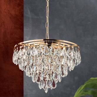 Orion Hanglamp Celeste met K9-kristallen, 9-lamps goud goud, helder