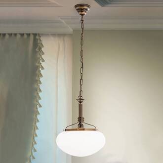 Orion Hanglamp Delia in oud messing, 1-lamp Oudmessing, opaalwit