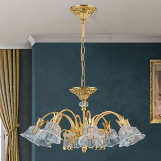 Orion Hanglamp La Boheme, goud, 8-lamps, kristalglas goud, helder