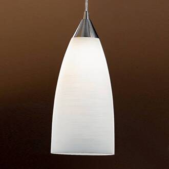 Orion Hanglamp Madina van glas, Ø 15 cm, wit wit, mat nikkel