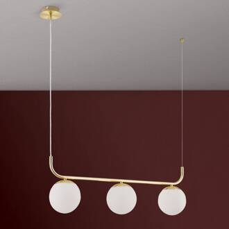 Orion Hanglamp Madis met drie bolkappen mat messing, wit