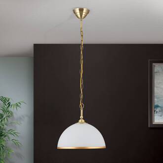Orion Hanglamp Old Lamp met kettingophanging, 1-lamp oudmessing, opaal mat, mat goud