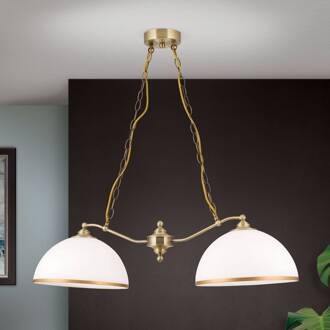 Orion Hanglamp Old Lamp met kettingophanging, 2-lamps oudmessing, opaal mat, mat goud