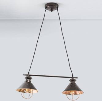 Orion Hanglamp Shanta met 2 lichtbronnen in zwart koper zwart, koper glanzend