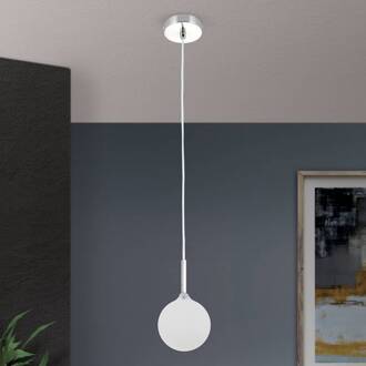 Orion Hanglamp Snowwhite, 1-lamp, nikkel mat nikkel, wit