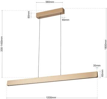 Orion Hanglamp Tara, goudkleurig, lengte 120 cm, aluminium/staal goudmat