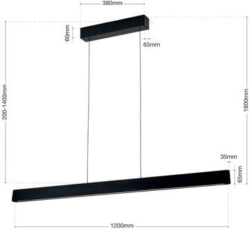 Orion Hanglamp Tara, zwart, lengte 120 cm, aluminium/staal