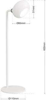 Orion Kerby LED tafellamp, wit, hoogte 40 cm, aluminium, CCT