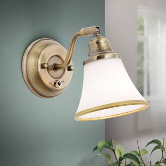 Orion Klassieke wandlamp TILDA met verstelbare kop Oudmessing, wit