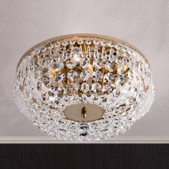 Orion Kristallen plafondlamp SHERATA rond, goud, 35 cm 24 karaats verguld, helder