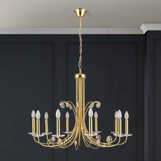Orion Kroonluchter Ariane, goudkleurig, Ø 92 cm, kristal, 10-lamps. goud, helder