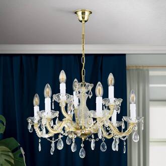 Orion Kroonluchter Marie Claire kristalglas 9-lamps messing, helder
