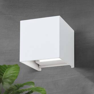 Orion LED buiten wandlamp Cube, wit, metaal, 10 cm, up/down