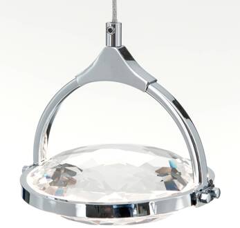 Orion LED hanglamp Moon, K9-kristalglas, 1-lamp, chroom chroom, transparant