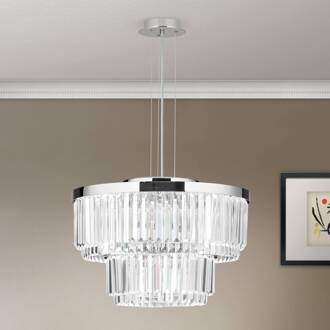 Orion LED hanglamp Prism, rond, Ø 55 cm, chroom chroom, helder