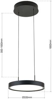 Orion LED hanglamp Teide, zwart, 1-lamp, metaal, 2.700 K zwart mat