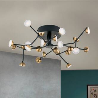 Orion LED plafondlamp Blossom, 24-lamps zwart, goud