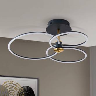 Orion LED plafondlamp Charlotte, 3 ringen, zwart/goud zwart, goud
